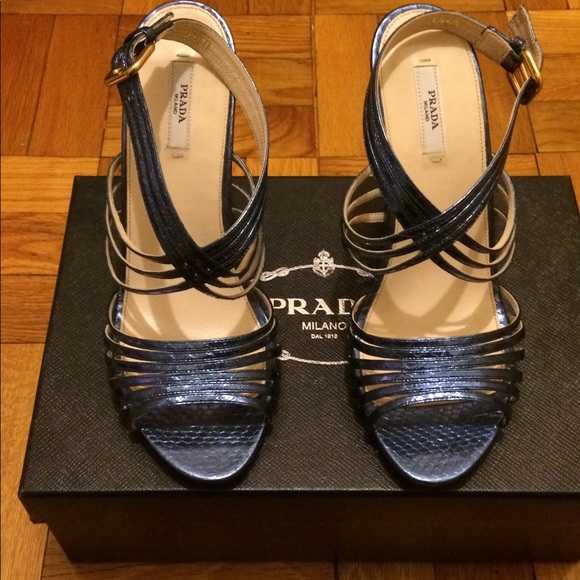 Prada Metallic Blue Wedges - Picture 3 of 8